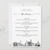 Philadelphia Skyline Huwelijksdiner Menu Kaart 5x7 (Voorkant)
