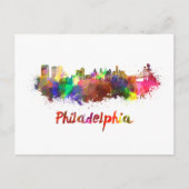 Philadelphia skyline in watercolor briefkaart (Voorkant)