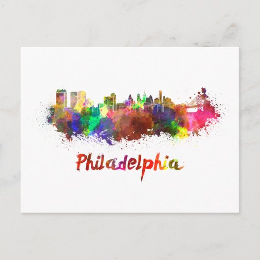 Philadelphia skyline in watercolor briefkaart (Voorkant)