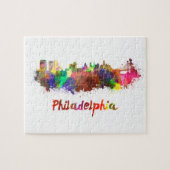 Philadelphia skyline in watercolor legpuzzel (Horizontaal)