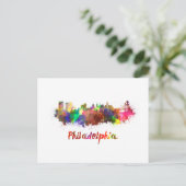 Philadelphia skyline in waterverf briefkaart (Staand voorkant)