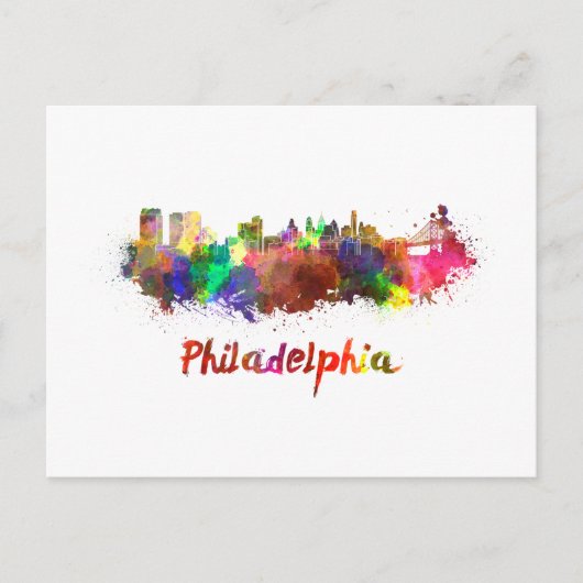 Philadelphia skyline in waterverf briefkaart (Voorkant)