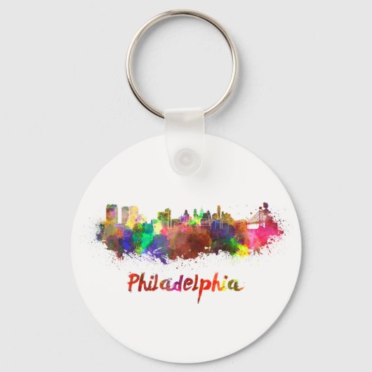 Philadelphia skyline in waterverf sleutelhanger (Voorkant)