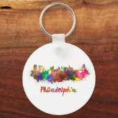 Philadelphia skyline in waterverf sleutelhanger (Voorkant)