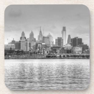 Philadelphia skyline in zwart-wit bier onderzetter