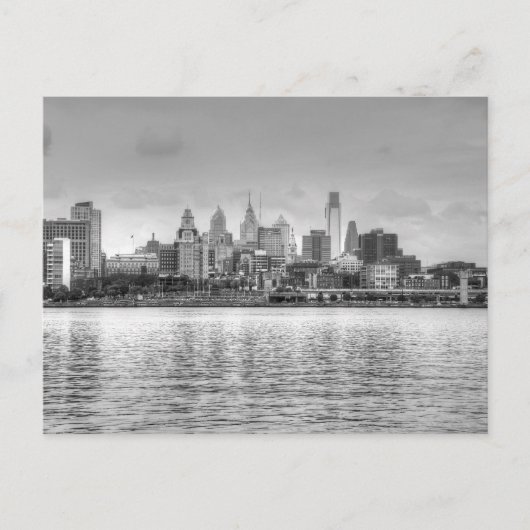 Philadelphia skyline in zwart-wit briefkaart (Voorkant)