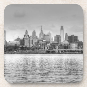 Philadelphia skyline in zwart-wit drankjes onderzetter