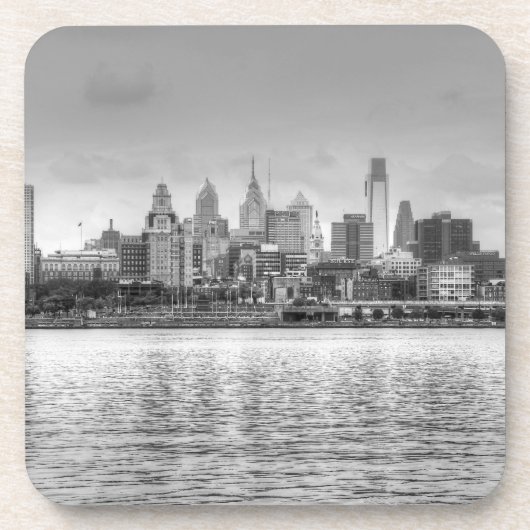 Philadelphia skyline in zwart-wit drankjes onderzetter (Voorkant)