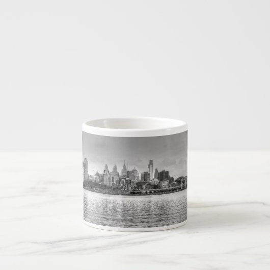 Philadelphia skyline in zwart-wit espresso kop (Voorkant)