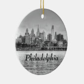 Philadelphia skyline in zwart-wit keramisch ornament (Rechts)