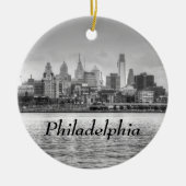 Philadelphia skyline in zwart-wit keramisch ornament (Voorkant)