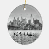 Philadelphia skyline in zwart-wit keramisch ornament (Links)