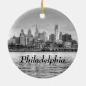Philadelphia skyline in zwart-wit keramisch ornament (Achterkant)