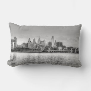 Philadelphia skyline in zwart-wit kussen