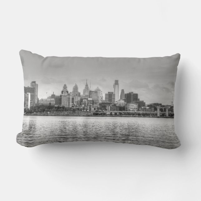 Philadelphia skyline in zwart-wit kussen (Voorkant)