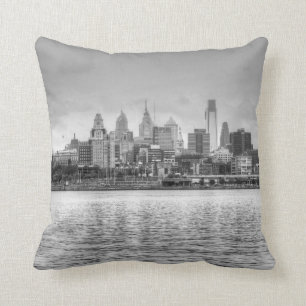 Philadelphia skyline in zwart-wit kussen