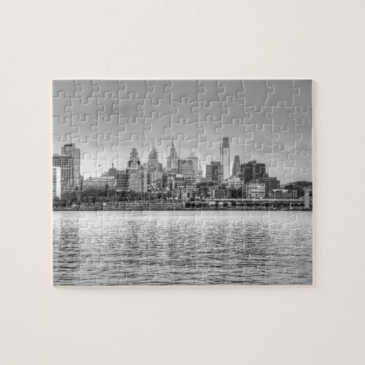 Philadelphia skyline in zwart-wit legpuzzel (Horizontaal)