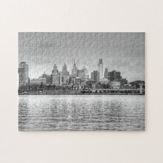 Philadelphia skyline in zwart-wit legpuzzel (Horizontaal)