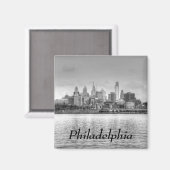 Philadelphia skyline in zwart-wit magneet (Voorkant / Achterkant)