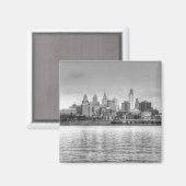 Philadelphia skyline in zwart-wit magneet (Voorkant / Achterkant)