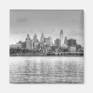 Philadelphia skyline in zwart-wit magneet