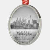 Philadelphia skyline in zwart-wit metalen ornament (Links)