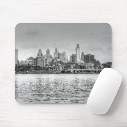 Philadelphia skyline in zwart-wit muismat (Met muis)