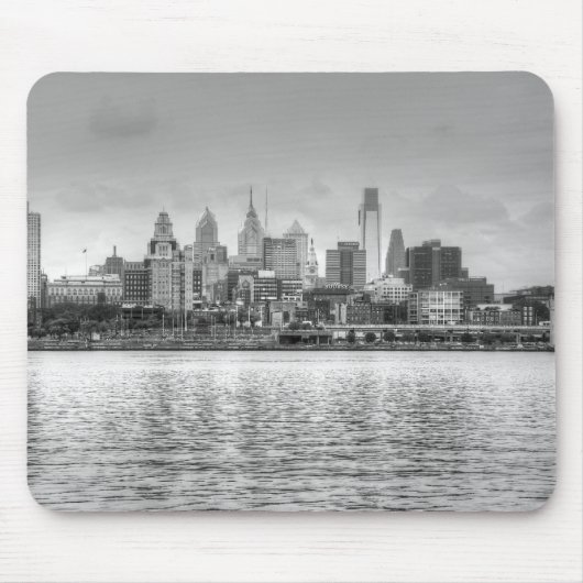 Philadelphia skyline in zwart-wit muismat (Voorkant)