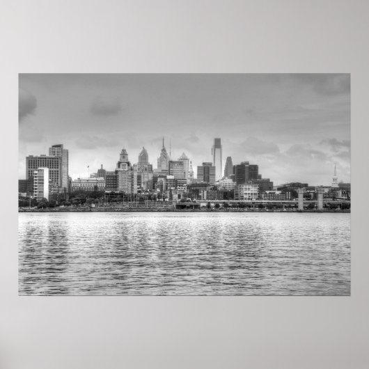 Philadelphia skyline in zwart-wit poster (Voorkant)