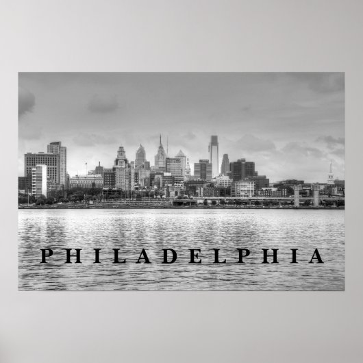 Philadelphia skyline in zwart-wit poster (Voorkant)
