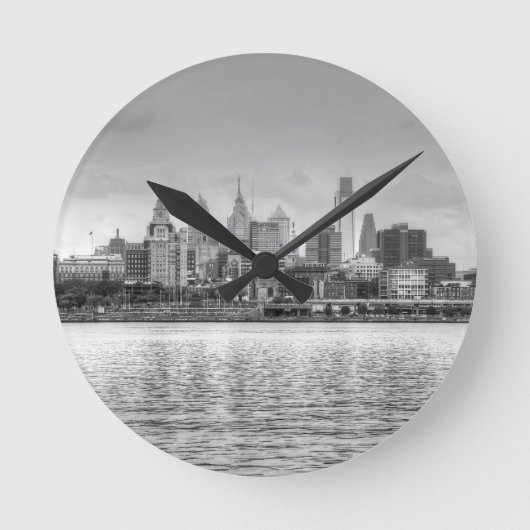 Philadelphia skyline in zwart-wit ronde klok (Voorkant)