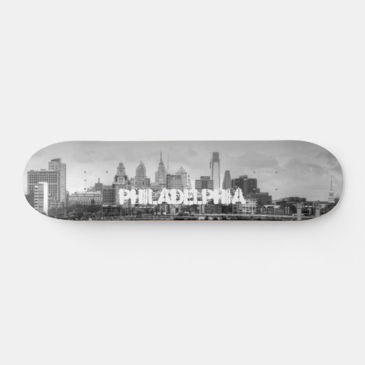 Philadelphia skyline in zwart-wit skateboard (Horizontaal)