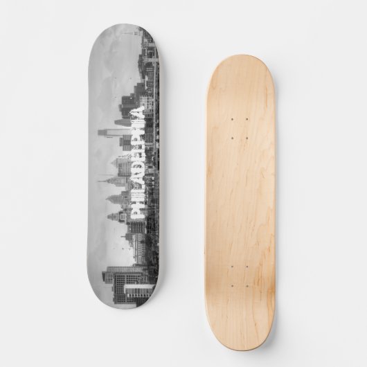 Philadelphia skyline in zwart-wit skateboard (Voorkant)