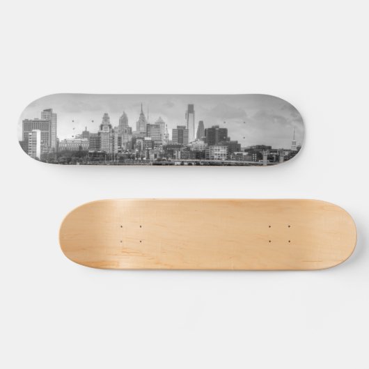 Philadelphia skyline in zwart-wit skateboard (Horizontaal)