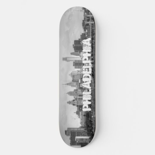 Philadelphia skyline in zwart-wit skateboard (Voorkant)