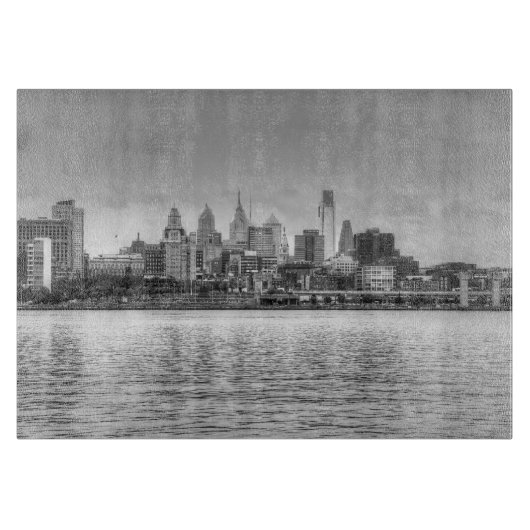 Philadelphia skyline in zwart-wit snijplank (Voorkant)