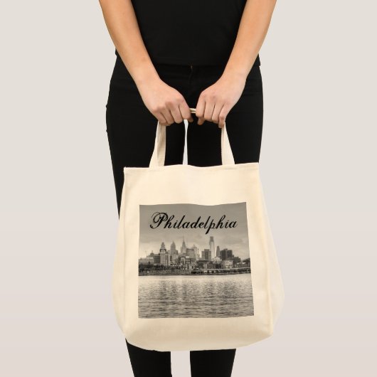 Philadelphia skyline in zwart-wit tote bag (Voorkant (product))