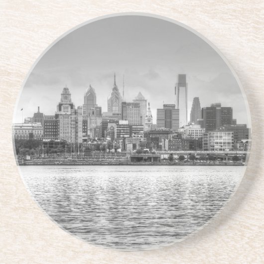 Philadelphia skyline in zwart-wit zandsteen onderzetter (Voorkant)