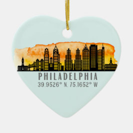 Philadelphia Skyline Kaart Coördinaten Gepersonali Keramisch Ornament
