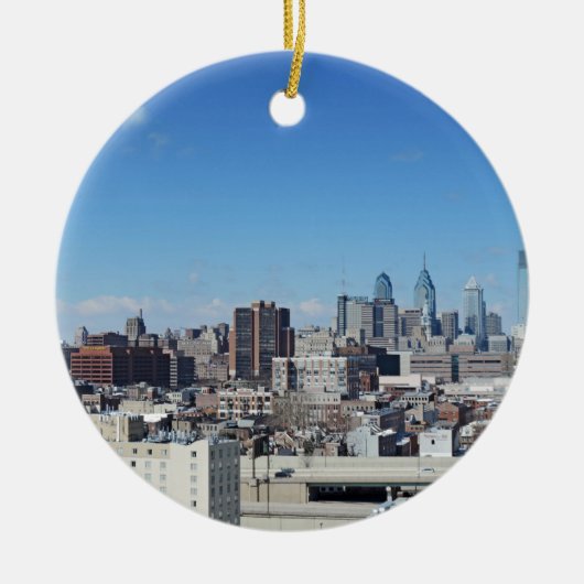Philadelphia Skyline Keramisch Ornament (Voorkant)