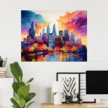 Philadelphia Skyline Kleurrijke stedelijke kunst
