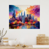 Philadelphia Skyline Kleurrijke stedelijke kunst Poster (Keuken)