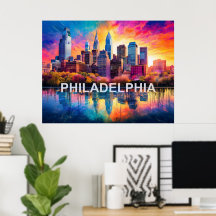 Philadelphia Skyline Kleurrijke stedelijke kunst