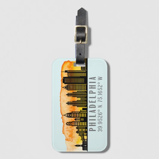 Philadelphia Skyline Map Coordinates Bagagelabel (Voorkant (verticaal))