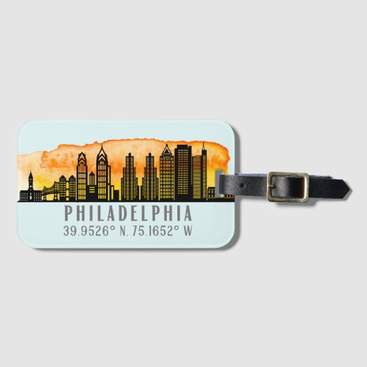 Philadelphia Skyline Map Coordinates Bagagelabel (Voorkant (horizontaal))
