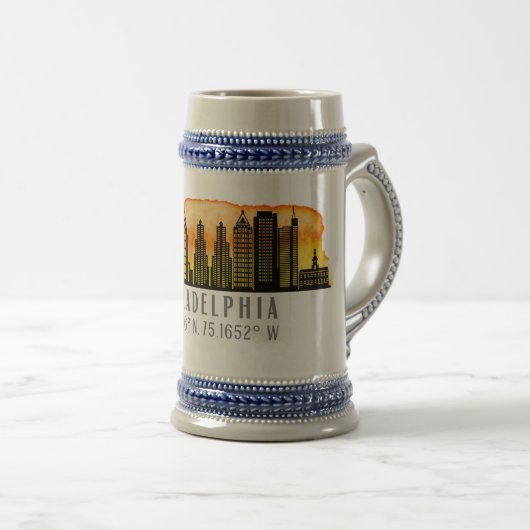 Philadelphia Skyline Map Coordinates Bierpul (Voorkant rechts)