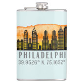 Philadelphia Skyline Map Coordinates  Heupfles (Voorkant)