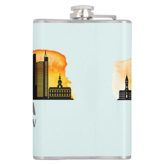 Philadelphia Skyline Map Coordinates Heupfles (Achterkant)