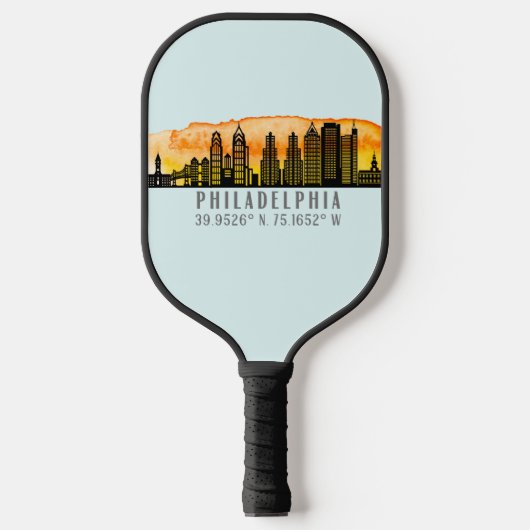 Philadelphia Skyline Map Coordinates Pickleball Paddle (Voorkant)