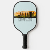 Philadelphia Skyline Map Coordinates Pickleball Paddle (Achterkant)
